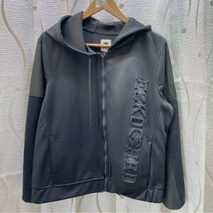 Ecko Red Zip Up Hoodie Women Large Black Excellent Embossed Logo Mesh Sleeve